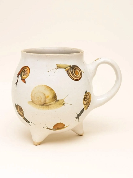 Кружка-котелок ручной работы Керумбия на ножках «Улитки», керамика, 250 мл, фото 1.