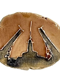 Брошь ручной работы Искусство интроверта «Разводные мосты», керамика