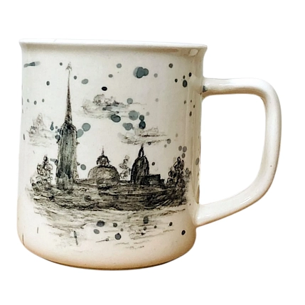 Кружка ручной работы Верба керамика цилиндр «Дремлет притихший северный город», керамика, 500 мл, фото 1.