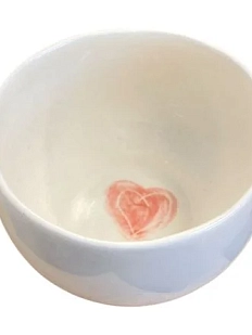 Пиала ручной работы Катя Вебер «Сердечко», белая, полуфарфор, 100 мл