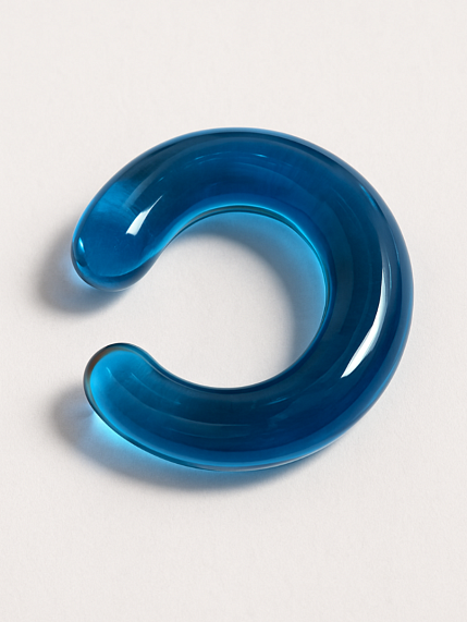 Кафф глянцевый, стекло, светло-синий прозрачный, фото 1.