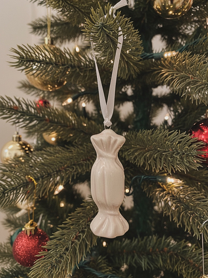 Ёлочная игрушка конфета сиреневая «Карамелька», керамика, фото 2.