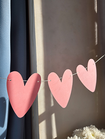 Гирлянда Адастра «Сердечки», розовая, картон, 240 г/м², фото 2.