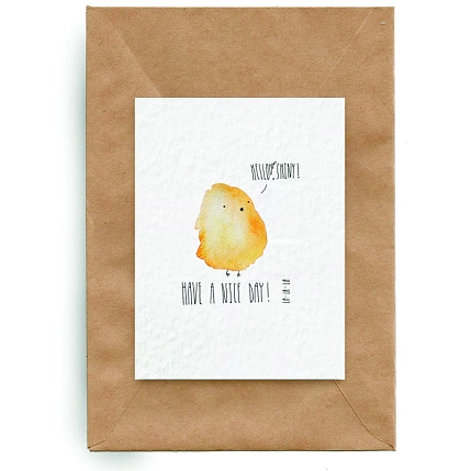 Открытка ЙЕТТИ «Hello shiny! Have a nice day! lalala», белая, А6, фото 2.