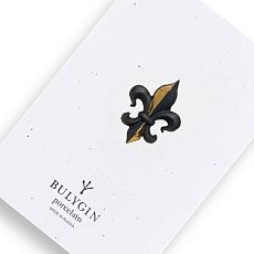 Брошь ручной работы Bulygin «Геральдическая лилия», фарфор, чёрно-золотистая