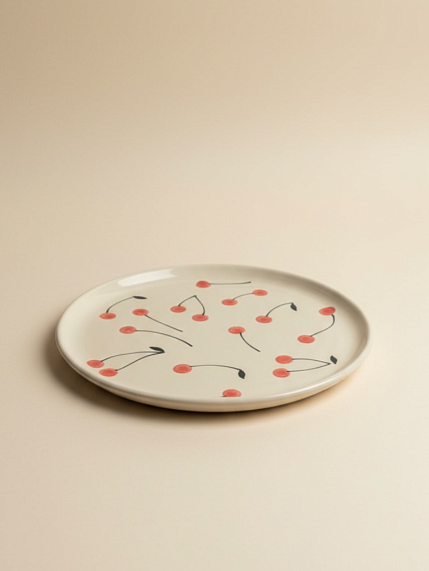 Тарелка ручной работы Малёма с росписью Вишня, керамика, 20 см, фото 2.