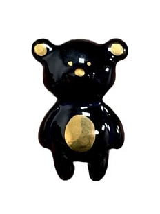 Брошь ручной работы «Мишка», чёрная, фарфор