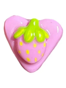 Кольцо ручной работы Радость Рядом Сердце с розовой клубничкой, полимерная глина, незамкнутое