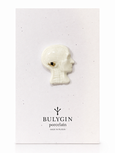 Брошь ручной работы Bulygin «Мозг», бело-золотистая, фарфор