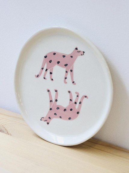 Тарелка ручной работы Ладан керамика «Леопард на бизике», 20 см, фото 2.