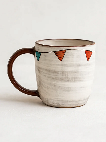 Кружка ручной работы Ким керамика с росписью Лис с винишком на празднике, керамика, 350 мл, фото 2.