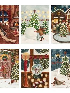 Открытка на Новый год акварель, в ассортименте