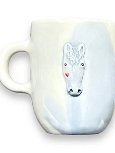 Кружка ручной работы Мария Гордеева Лошадка с сердечком, голубая, керамика, 350 мл