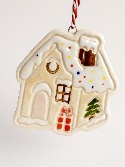 Игрушка на ёлку «Пряничный домик», керамика, фото 2.