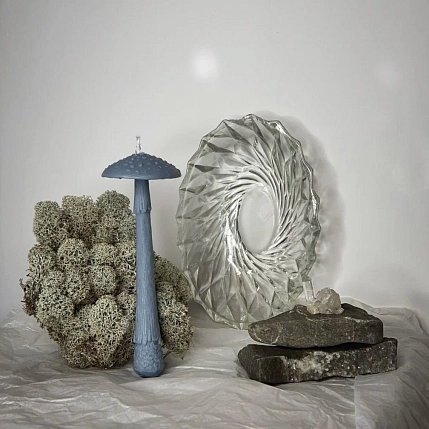 Свеча «Гриб Мухомор» сизого цвета, фото 4.