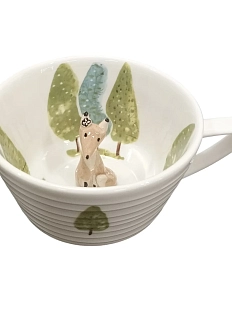 Чашка для чая ручной работы Мадам де Тюль с фигуркой внутри Лисичка в лесу, фарфор, 250 мл