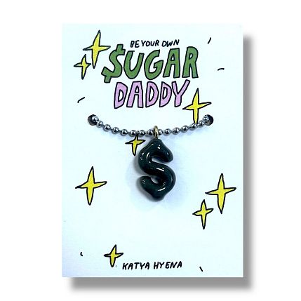 Подвеска на цепочке ручной работы «Sugar Daddy», тёмно-серый, керамика, фото 1.