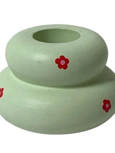 Подсвечник ручной работы роспись в цветочек «Кнопочка», светло-зелёный