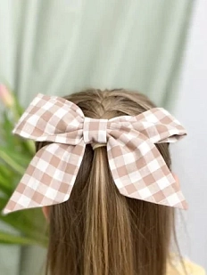 Бант БУКА «Миндальное печенье», на заколке, L, бежевый