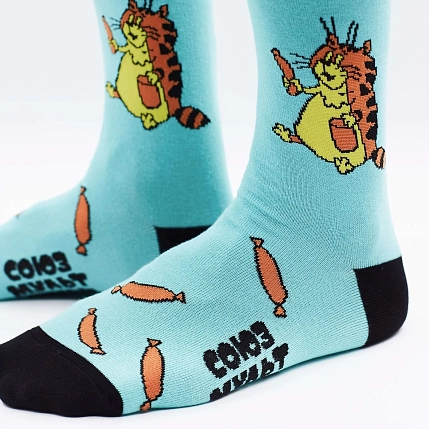 Носки «Нас и здесь неплохо кормят», р-р 38-41, бирюзовые, фото 2.