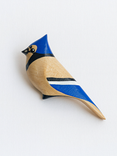 Брошь «Голубая сойка», дерево