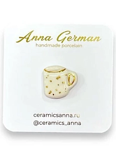 Брошь ручной работы Анна Герман «Кружка в точку», фарфор