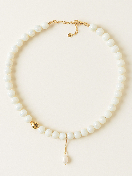 Чокер ручной работы «Serene», перламутр, латунь, фото 2.