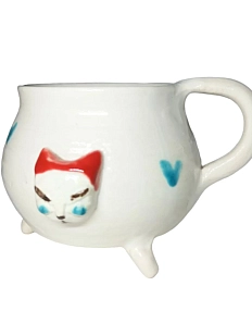 Кружка ручной работы Котик, керамика, 450 мл