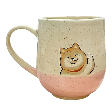 Кружка ручной работы Керемет «Сиба-ину», розовая, керамика, 300 мл, фото 1.