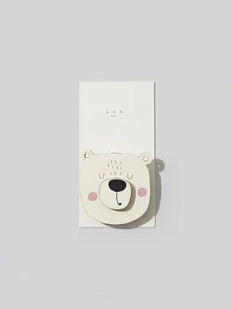 Бирка для подарка ВОЕ «Голова белого мишки», на прищепке, 4 см