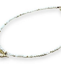 Чокер с подвеской «Колибри», золотистая латунь, перламутр