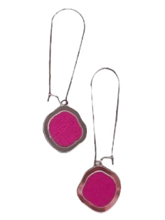 Серьги «Озёра», дерево, малиновые