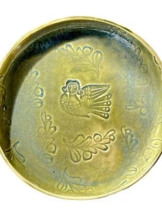 Тарелка круглая ручной работы «Птица», зелёная, керамика, 18,5 см