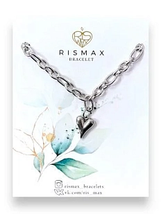 Браслет-цепочка ручной работы с сердцем, нержавеющая сталь