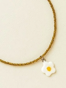 Чокер ручной работы Ловетанн керамика «Белый цветок», полуфарфор, бисер