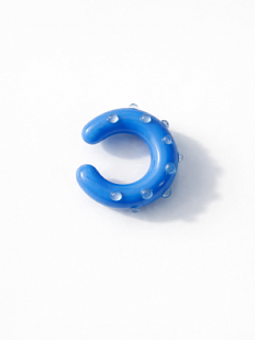 Кафф глянцевый, стекло, васильковый, в объёмный горошек