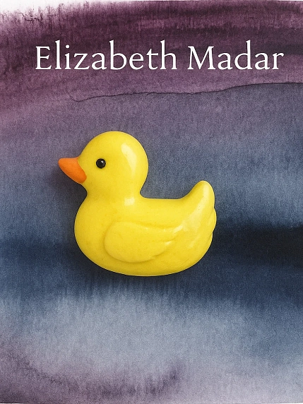 Брошь ручной работы Elizabeth Madar Уточка, желтая, керамика, фото 1.