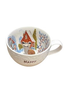 Чашка для чая ручной работы Мадам де Тюль с фигуркой внутри Улитка у домика, фарфор, 250 мл