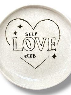 Тарелка ручной работы «Self-love club», керамика, 14 см