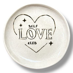 Тарелка ручной работы «Self-love club», керамика, 14 см