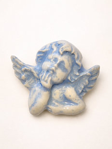 Брошь ручной работы Ангел, голубая, керамика