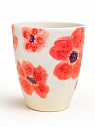 Стакан ручной работы с дизайном «Красные цветы», полуфарфор, 350 мл, превью фото 1