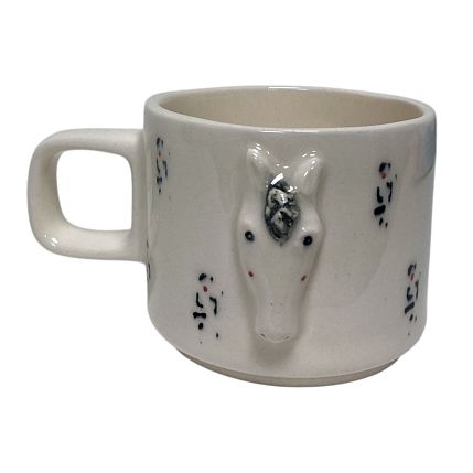 Кружка ручной работы с фигуркой Лошадка с узорами, полуфарфор, 250 мл, фото 3.