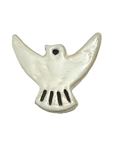 Брошь керамическая ручной работы «Голубка», белая