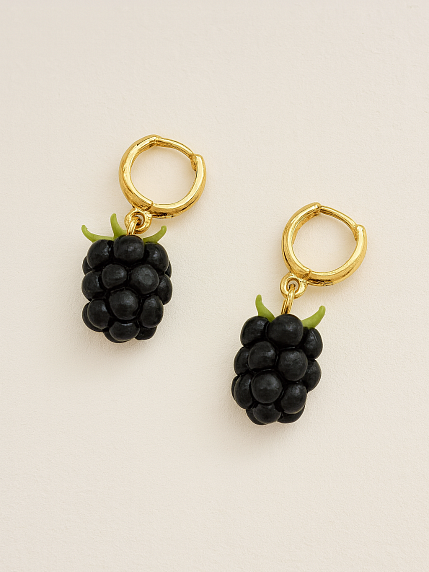 Серьги-конго «Ежевика», полимерная глина, фото 2.