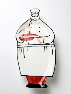 Фигурная тарелка ручной работы «Шеф», полуфарфор, 25 см