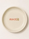 Тарелка ручной работы Катя Гиена с розово-золотистой надписью «Princess», бежевая, керамика, 15 см, превью фото 1