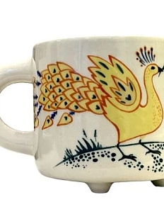 Кружка ручной работы Звер «Жар-птица», деколь, бежевая, керамика, 350 мл