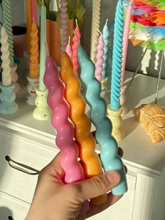 Свеча ручной работы «Спиралька», светло-оранжевый