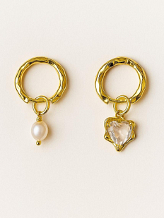 Серьги-конго с сердечком «Ice», родированная латунь